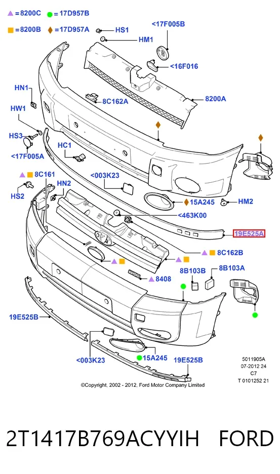 Фартух, дефлектор переднього бампера 2T1417B769ACYYIH Ford