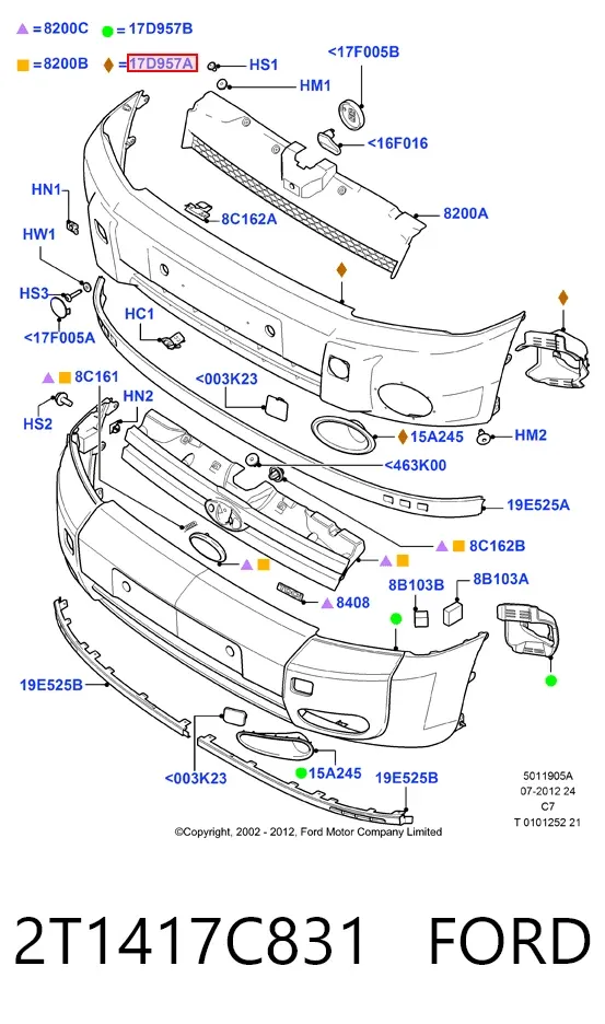Передній бампер 2T1417C831 Ford