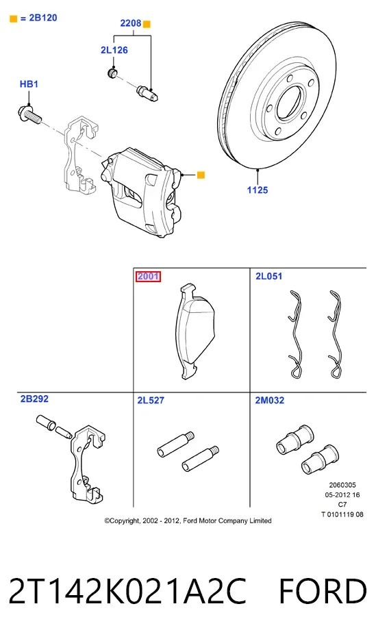 Передні тормозні колодки 2T142K021A2C Ford