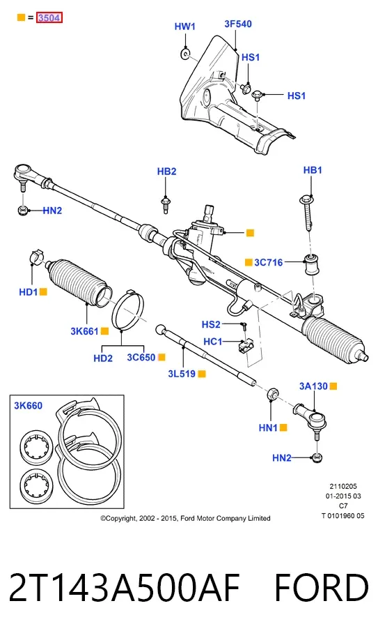 Рульова рейка 2T143A500AF Ford