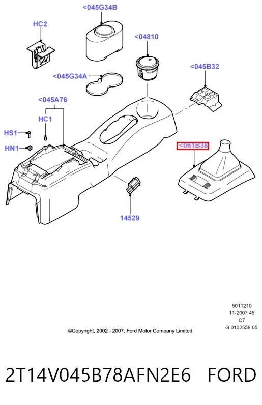 Чохол на важіль перемикання 2T14V045B78AFN2E6 Ford
