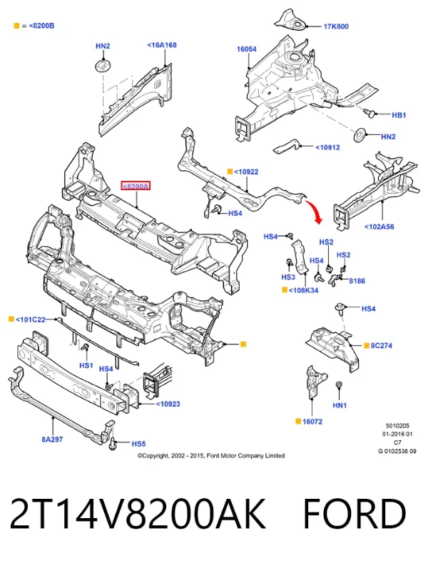 Рамка радіатора 2T14V8200AK Ford