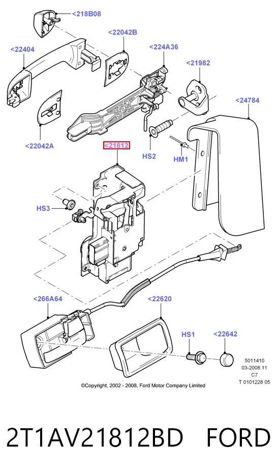 Замок дверки правої передньої 2T1AV21812BD Ford