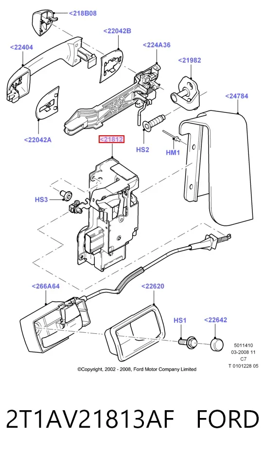 Замок передньої лівої двері 2T1AV21813AF Ford