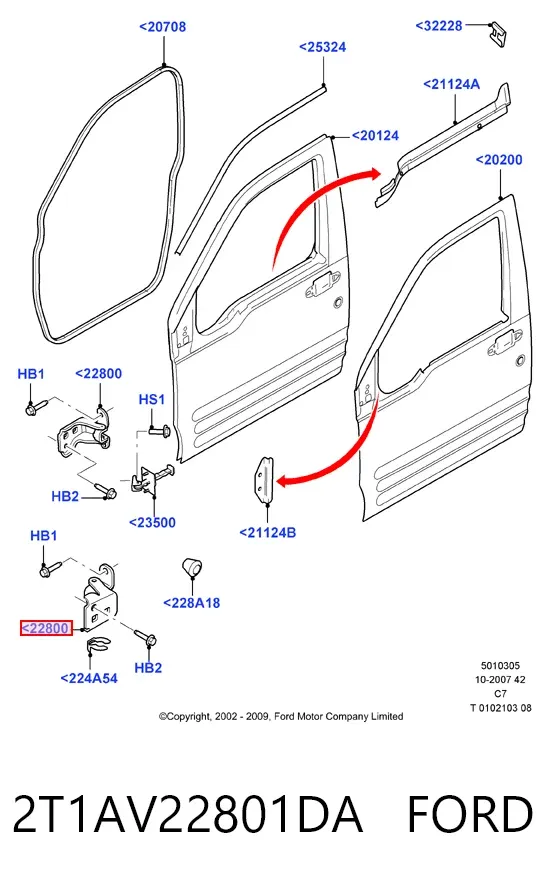 Петля передніх дверей 2T1AV22801DA Ford
