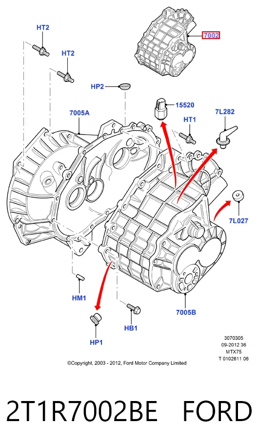 Коробка передач 2T1R7002BE Ford