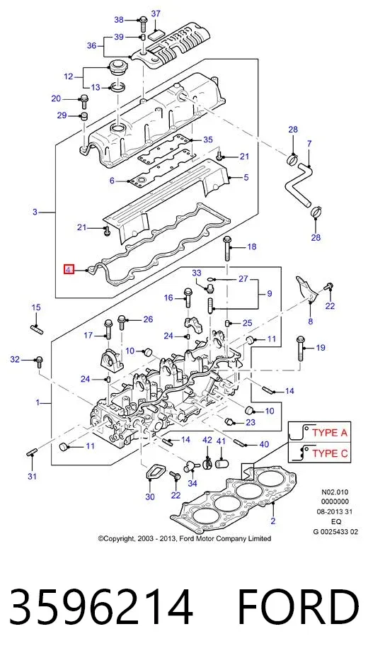 Прокладка клапанної кришки 3596214 Ford