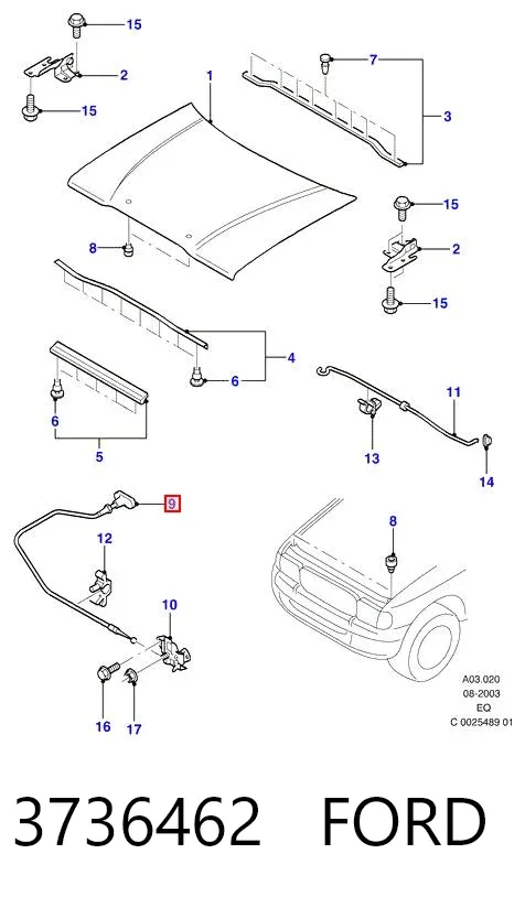 Трос капота Ford Ranger ER