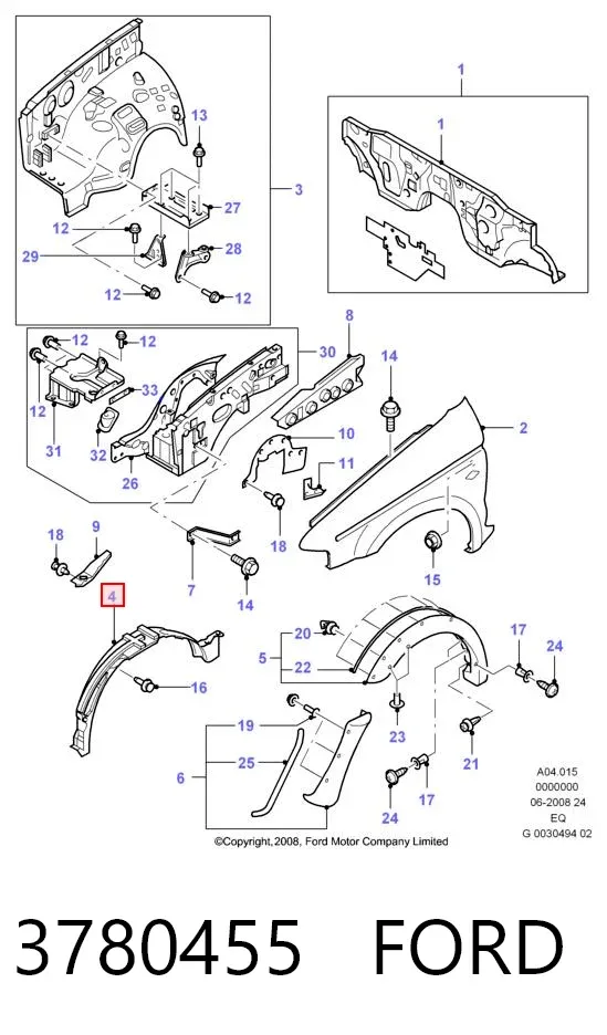 Підкрилок передній правий 3780455 Ford
