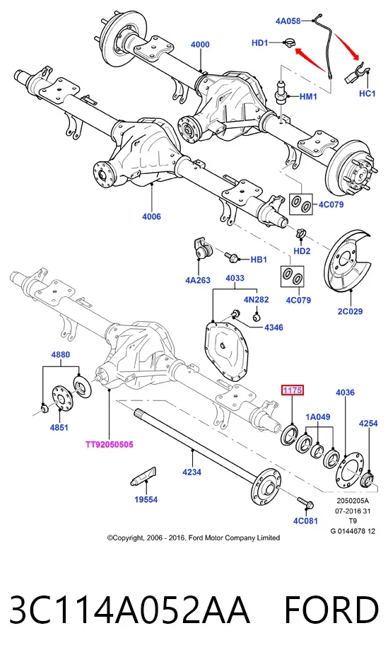 Сальник задньої маточини 3C114A052AA Ford