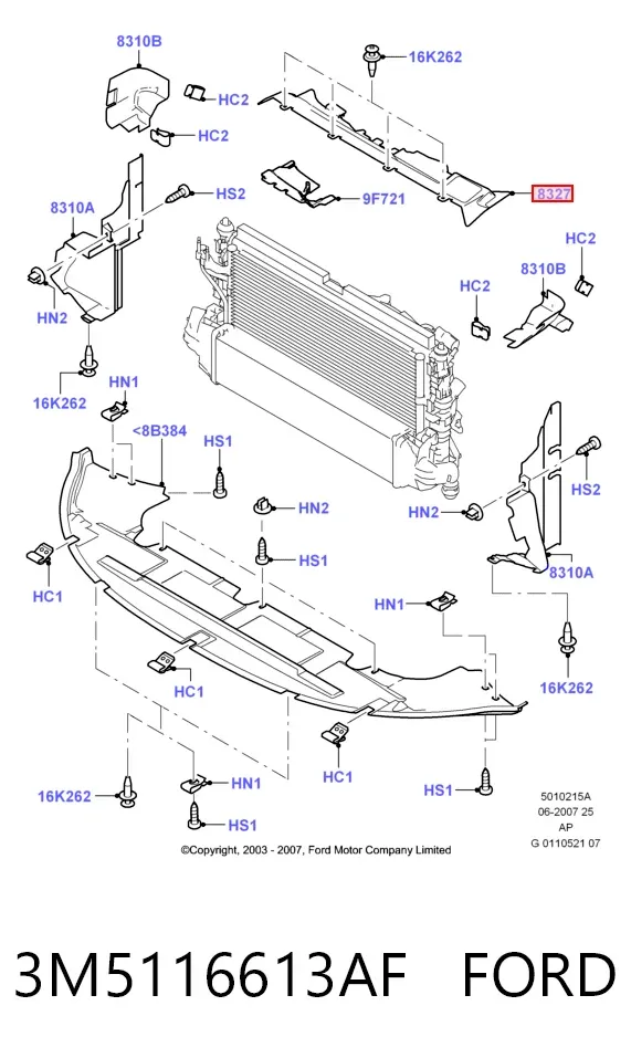 Радіатор кондиціонера 3M5116613AF Ford