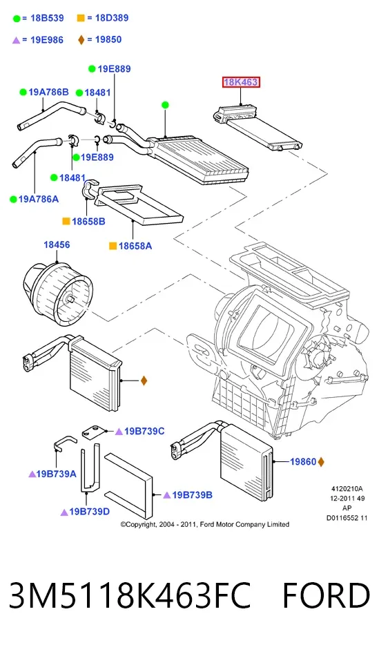 Електропідігрівач повітря системи опалення салону 3M5118K463FC Ford