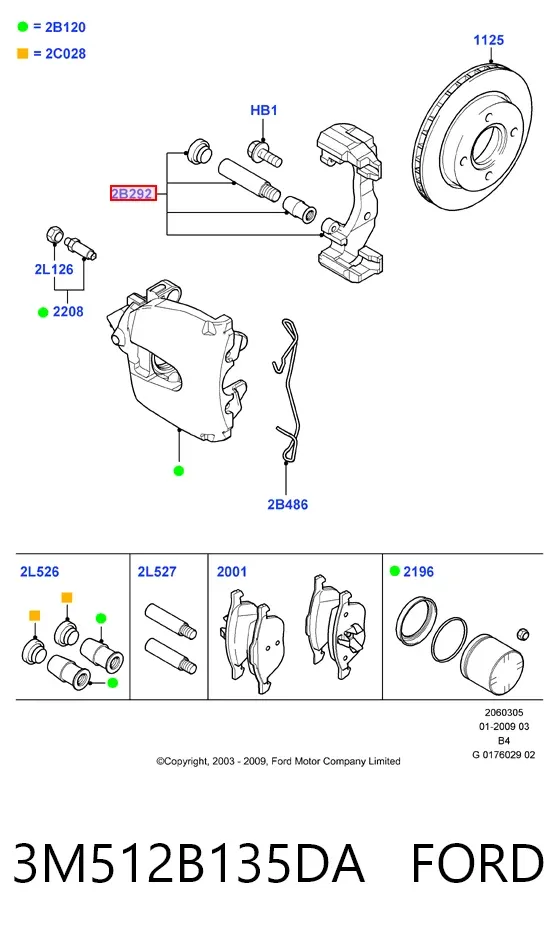 Скоба супорту переднього 3M512B135DA Ford