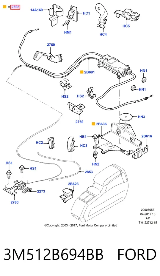 Електропривод ручного гальма 3M512B694BB Ford