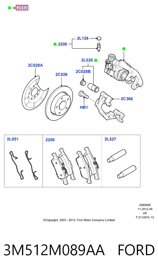 Супорт задній лівий 3M512M089AA Ford