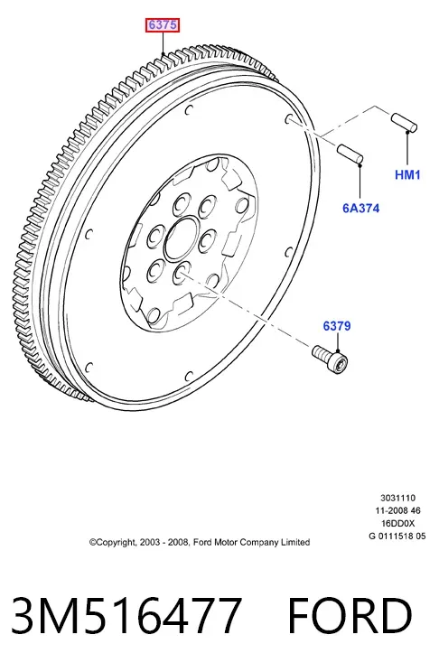 Маховик 3M516477 Ford