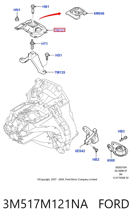 Подушка (опора) двигуна, ліва верхня 3M517M121NA Ford