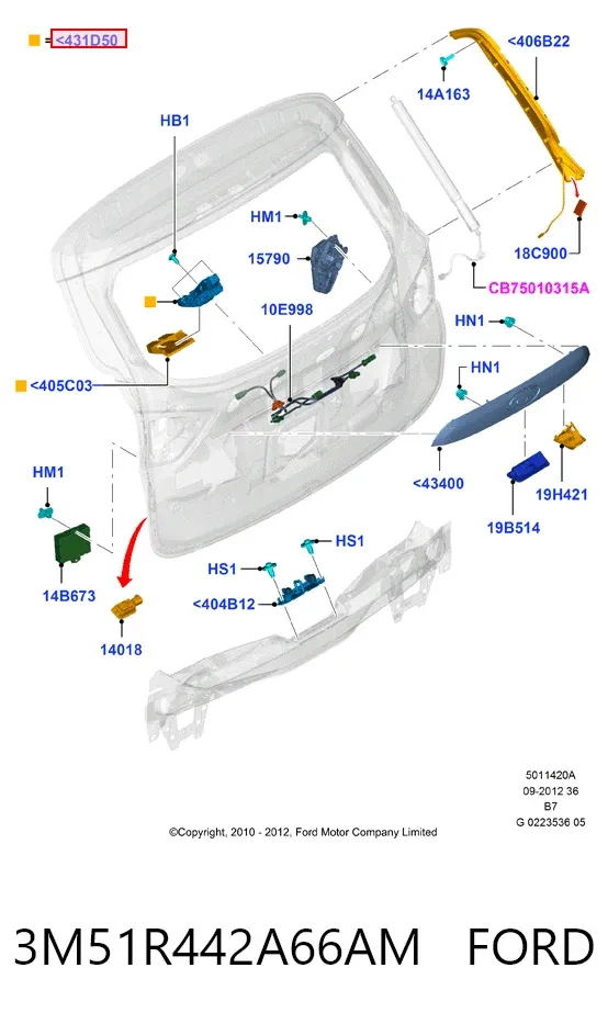 Замок багажника 3M51R442A66AM Ford