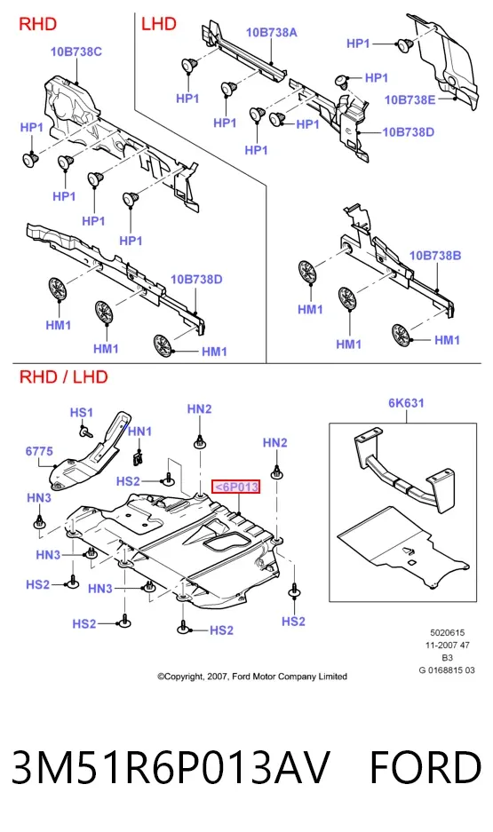 Захист двигуна 3M51R6P013AV Ford
