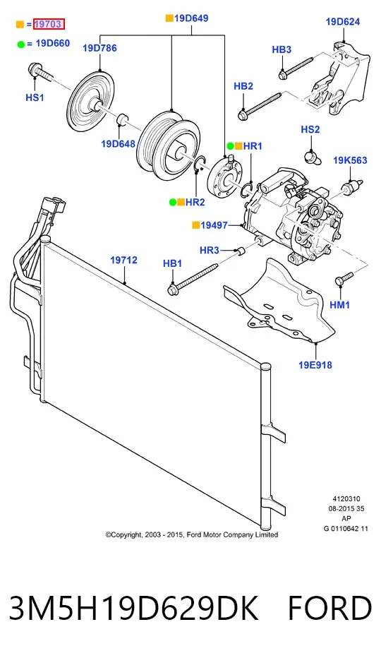 Компресор кондиціонера 3M5H19D629DK Ford