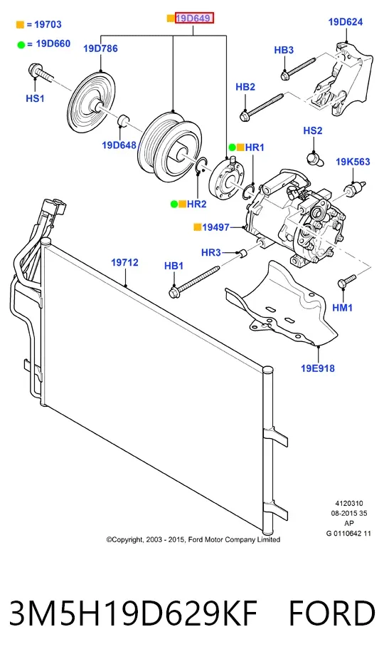 Компресор кондиціонера 3M5H19D629KF Ford