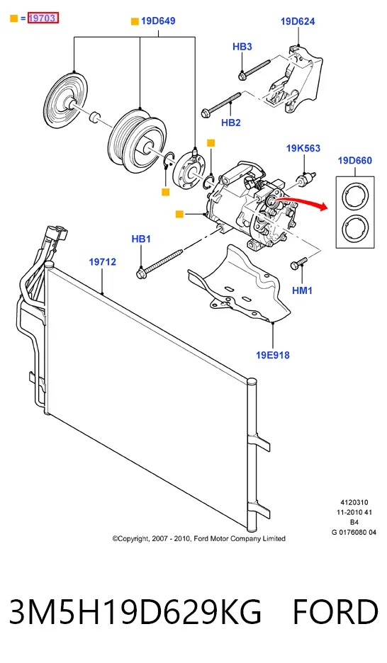 Компресор кондиціонера 3M5H19D629KG Ford