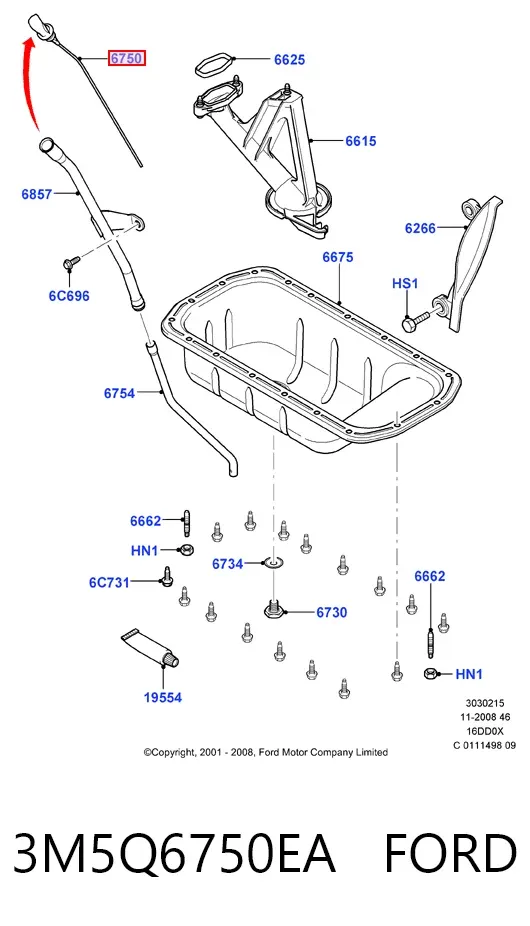 Масляний щуп 3M5Q6750EA Ford