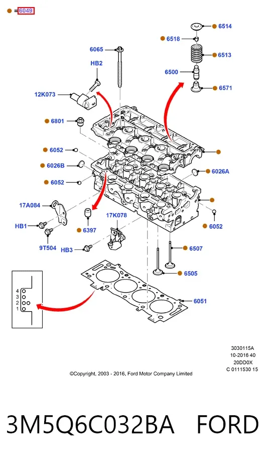 ГБЦ 3M5Q6C032BA Ford