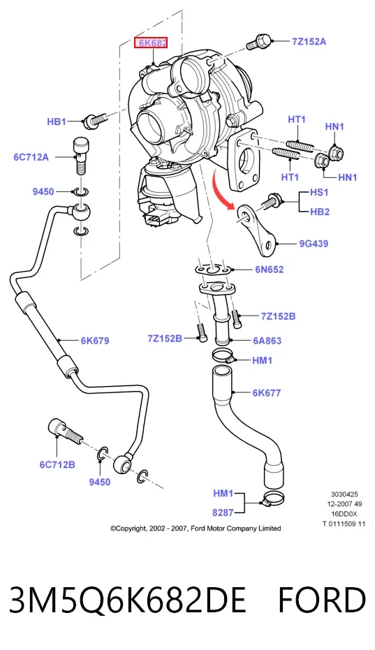 Турбіна 3M5Q6K682DE Ford