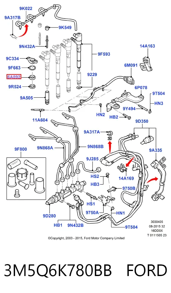 Тримач форсунки дизельної 3M5Q6K780BB Ford