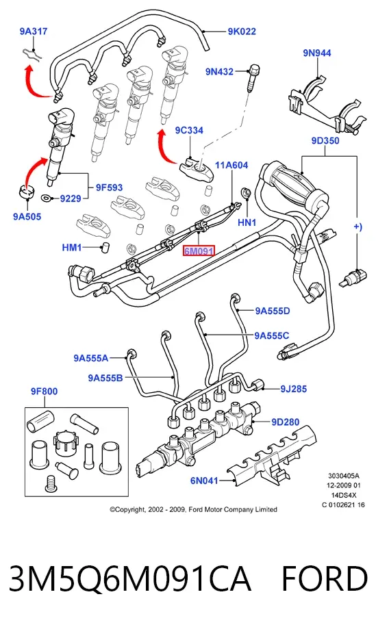 Дріт свічок накалювання 3M5Q6M091CA Ford