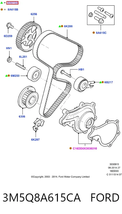 Комплект ГРМ 3M5Q8A615CA Ford