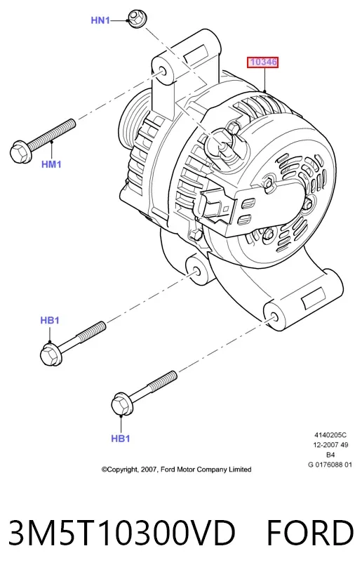 Генератор 3M5T10300VD Ford