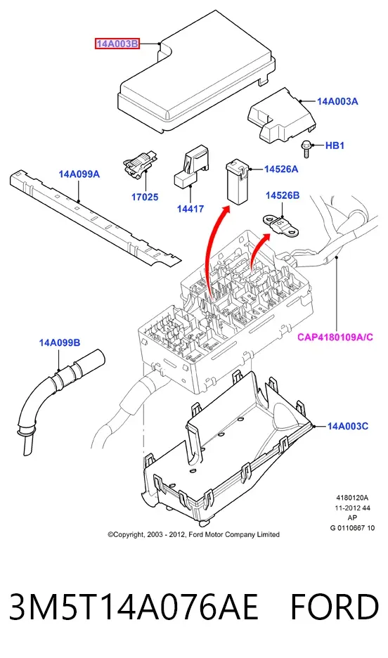 Кришка блока запобіжників 3M5T14A076AE Ford