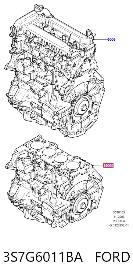 Блок циліндрів двигуна 3S7G6011BA Ford
