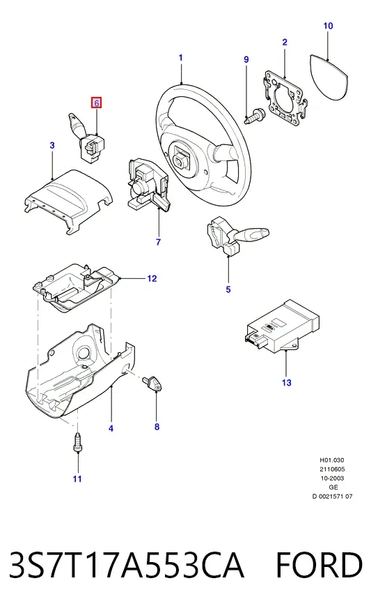 Перемикач підрульовий, правий 3S7T17A553CA Ford