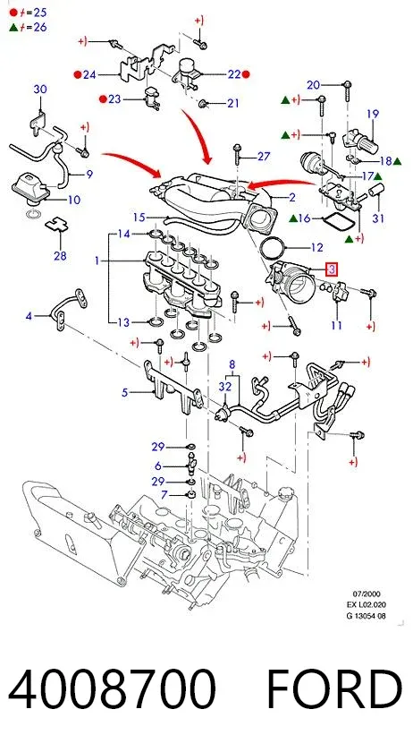 Дросільна заслінка 4008700 Ford