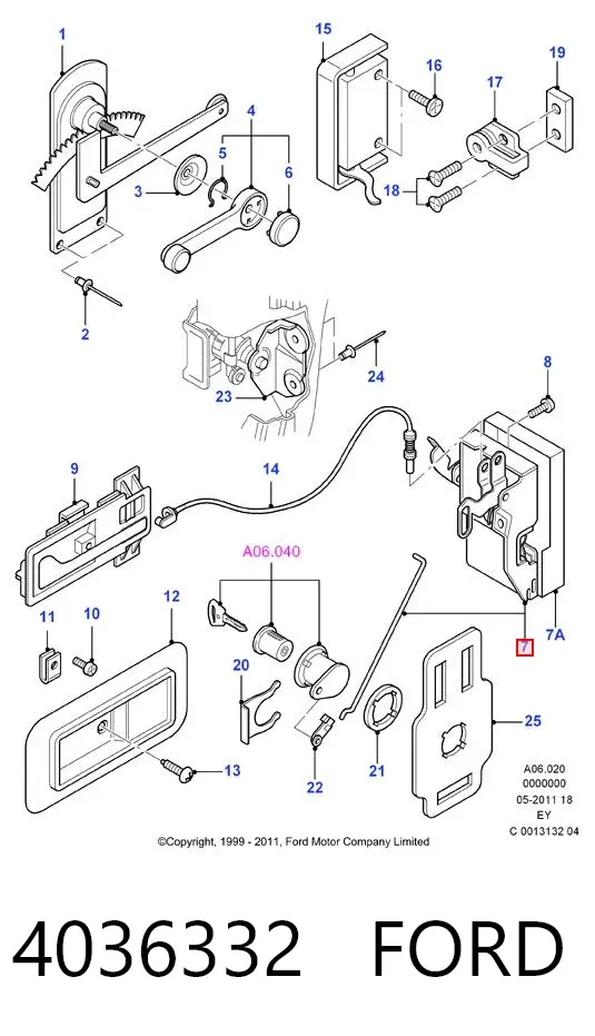 Замок дверки правої передньої 4036332 Ford