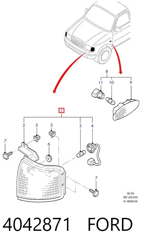 Вказівник повороту правий 4042871 Ford