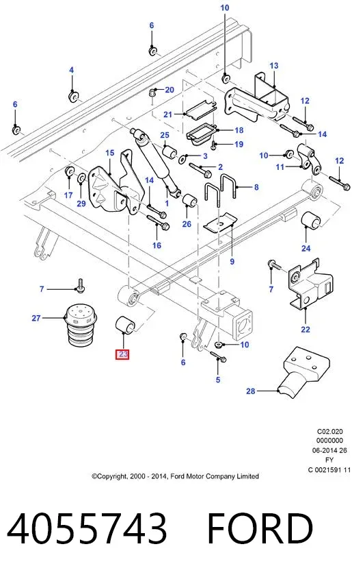 Сайлентблок ресори, передній 4055743 Ford