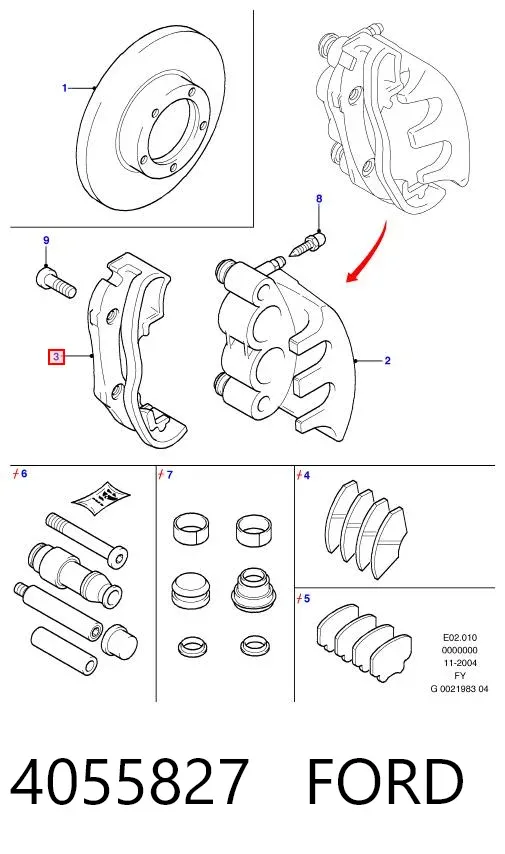 Скоба супорту переднього 4055827 Ford