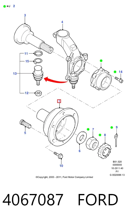Передня маточина 4067087 Ford