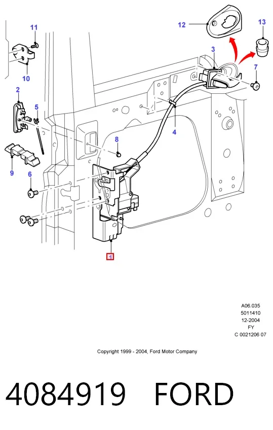Замок передньої лівої двері 4084919 Ford