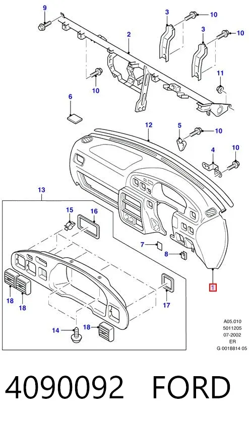 Панель приладів торпеди 4090092 Ford