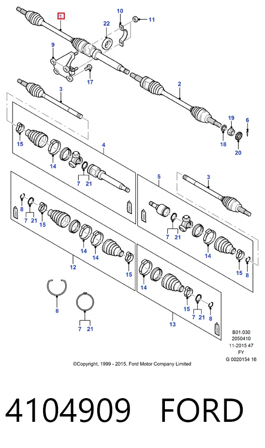Піввісь права 4104909 Ford