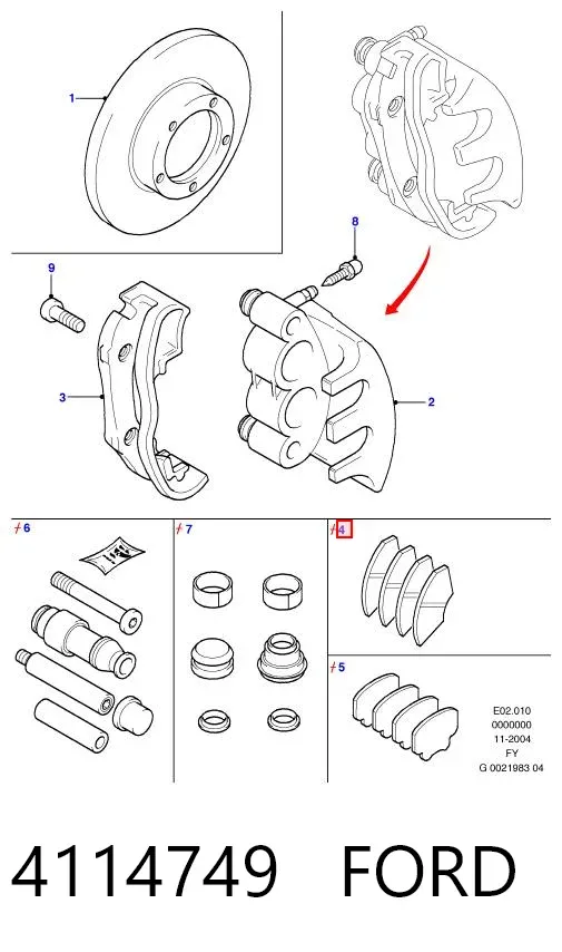Передні тормозні колодки 4114749 Ford