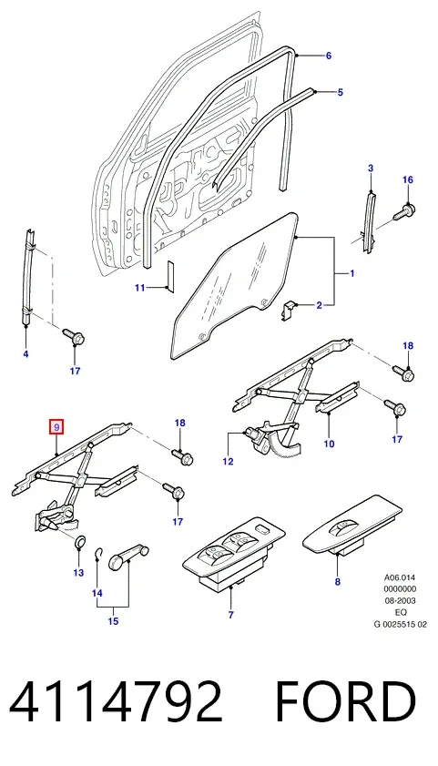 Склопідйомник передньої лівої двері 4114792 Ford