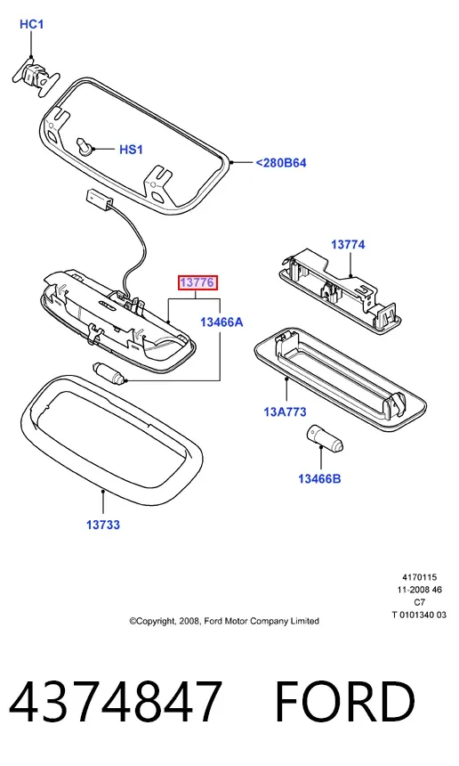 Плафон освітлення кабіни 4374847 Ford