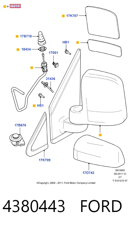 Ліве бокове дзеркало 4380443 Ford