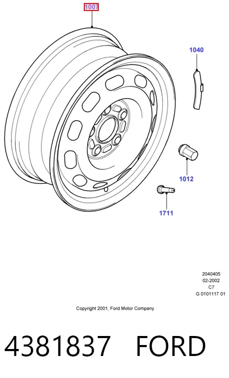 Диск колісний стальний (штампований) 4381837 Ford